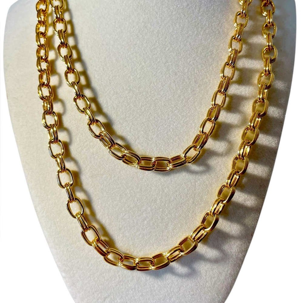Givenchy Vintage 1980’s Gold Tone Double Link Chain Necklace